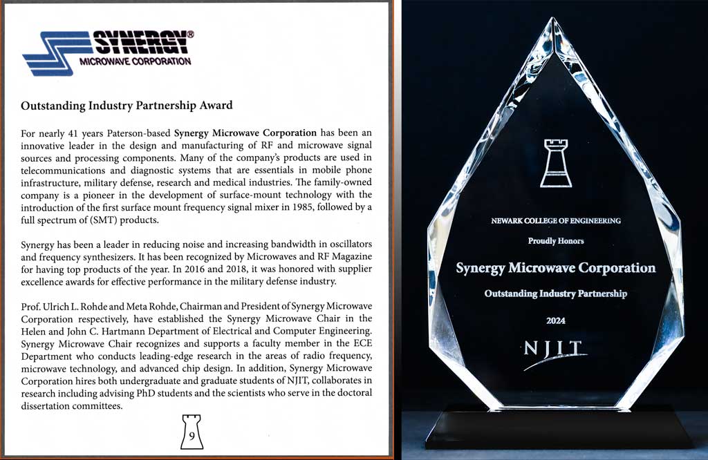 NJIT Award Crystal Plaque