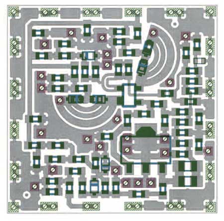 Layout of the 2 to 6 GHz coupled resonator VCO (patent pending).