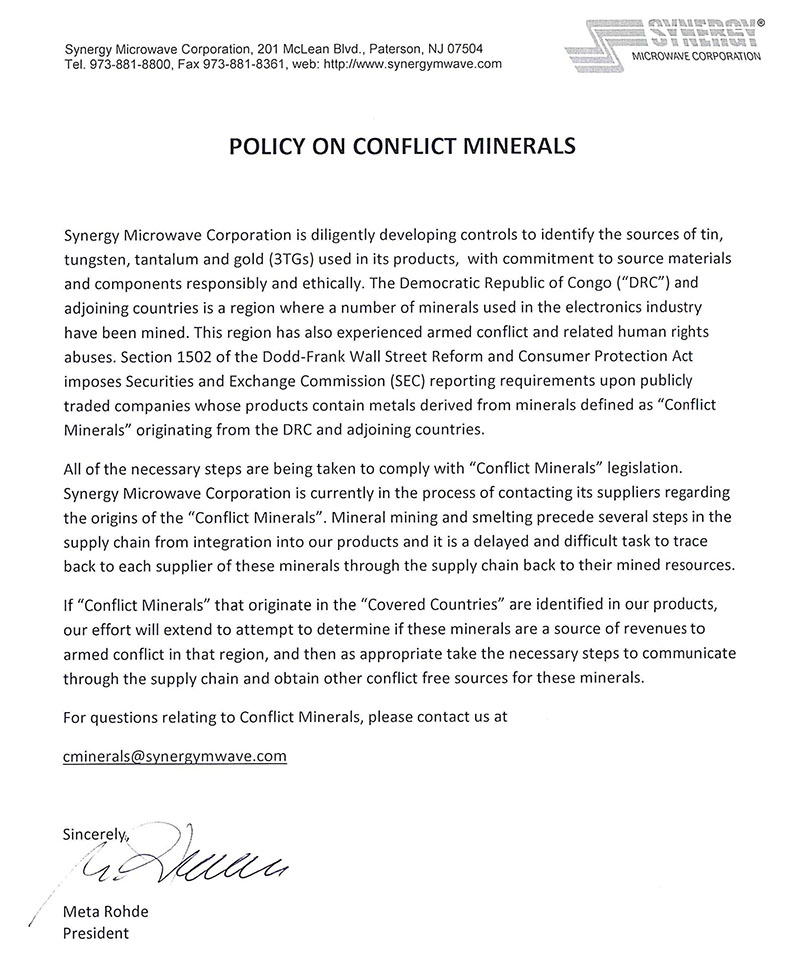Conflict Materials Policy