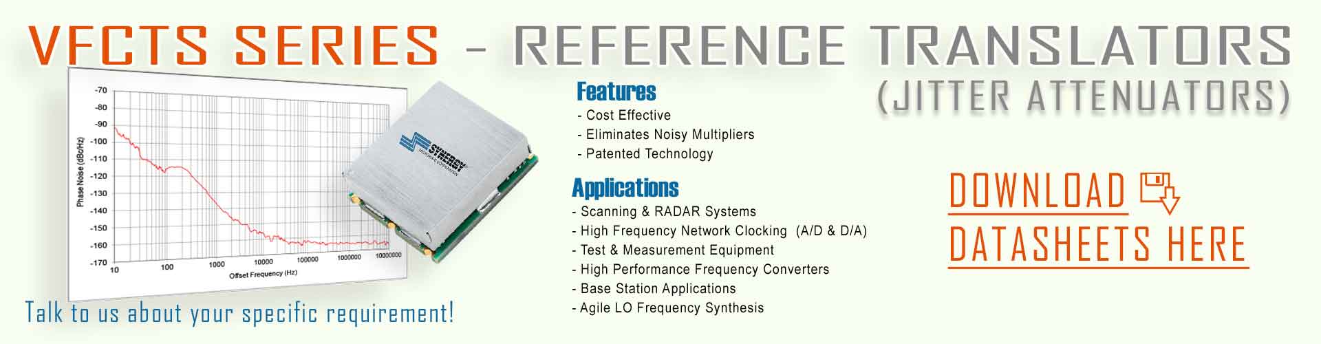 VFCTS Series Reference Translators (Jitter Attenuators) Banner